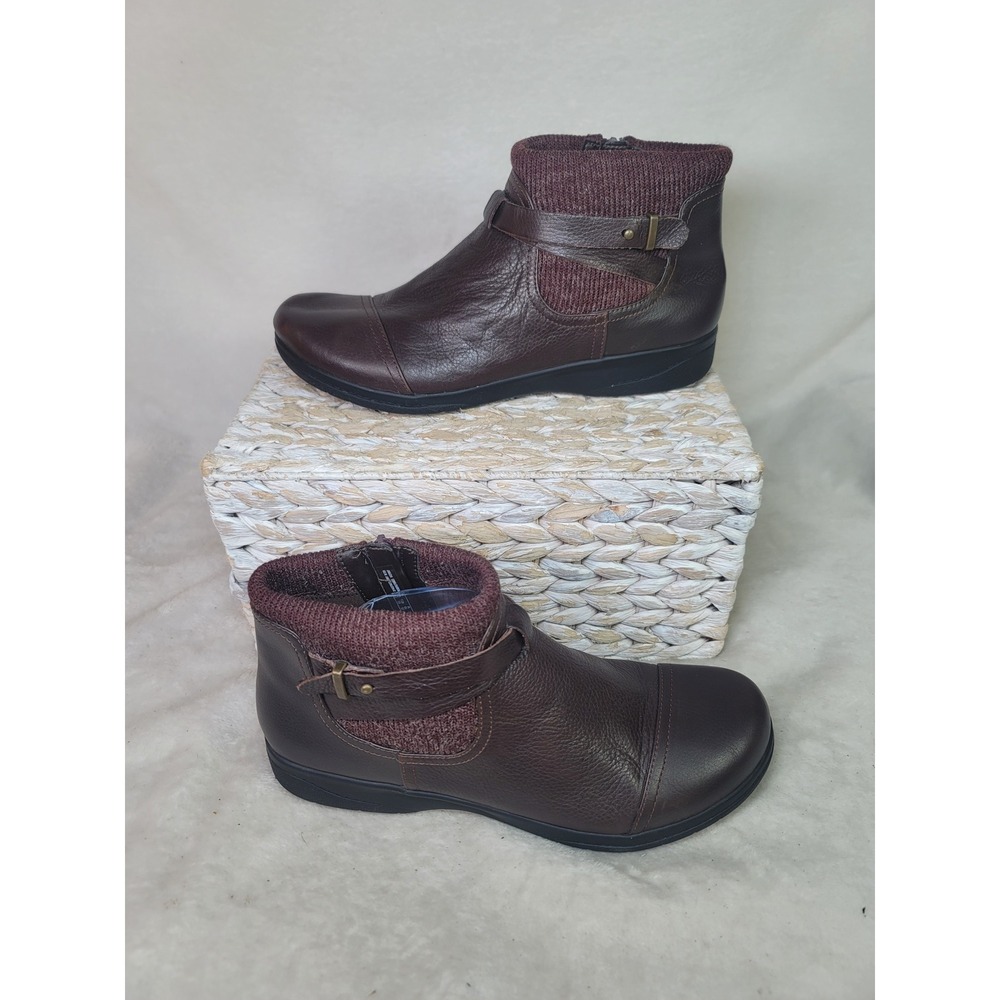 Clarks Granola Girl Burgandy Oxblood Leather Ankle Boots Heritage Size 10 Rustic